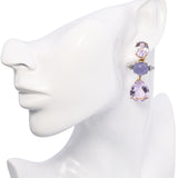 Vintage 18k Yellow Gold Lavender Amethyst Iolite and Diamond Drop Earrings
