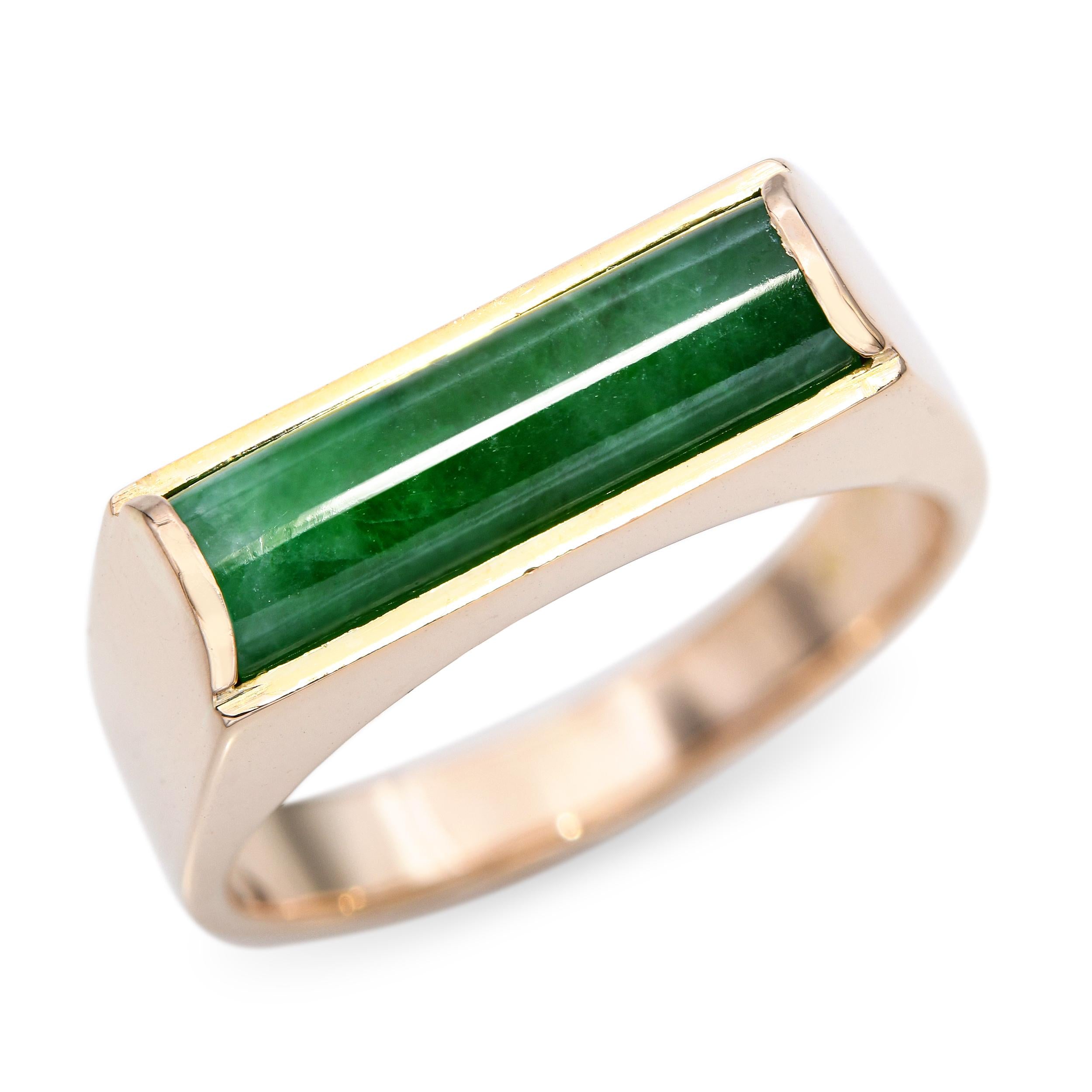 Vintage 14k Yellow Gold Jadeite Jade Ring
