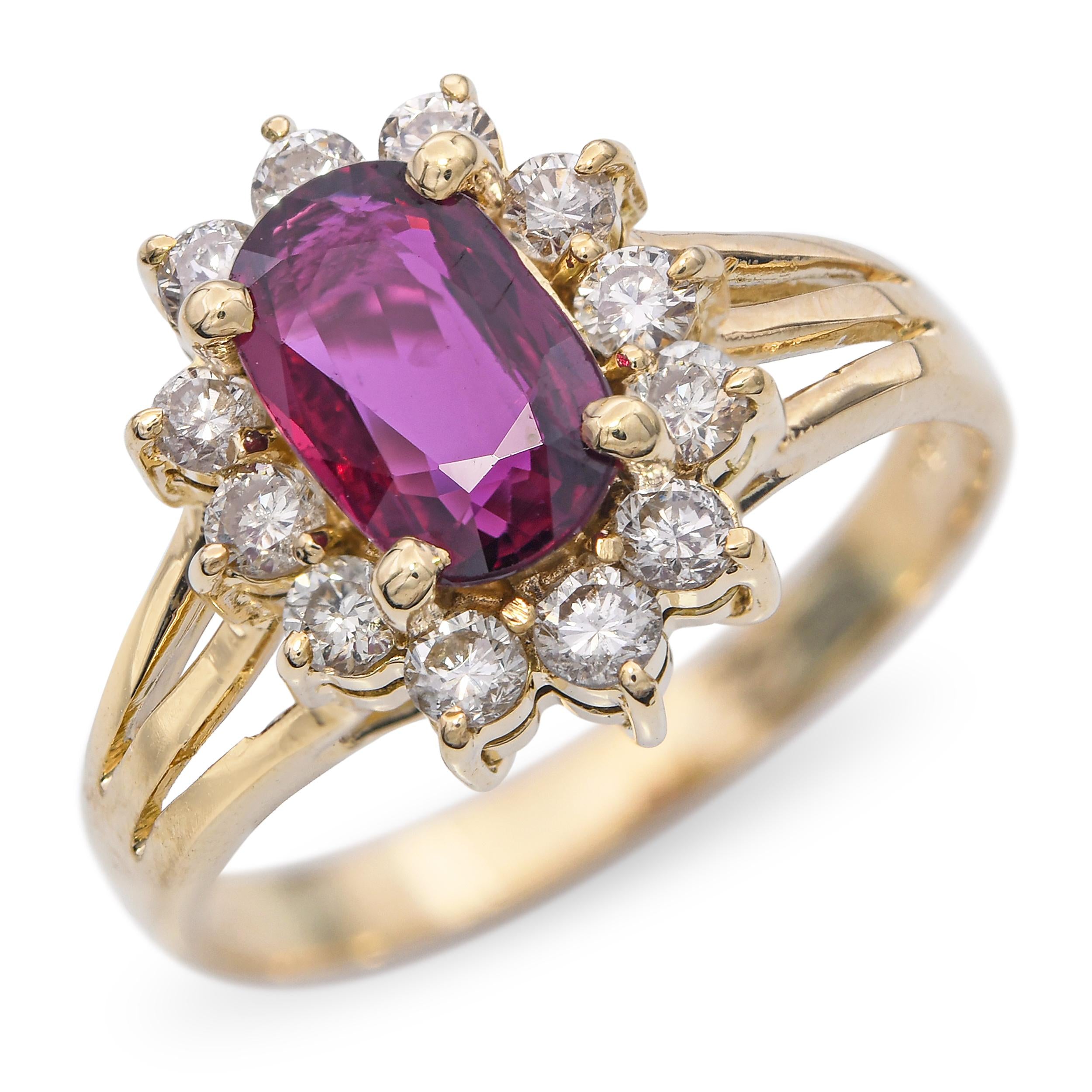 Vintage 18k Yellow Gold 0.70ct Ruby and Diamond Ring