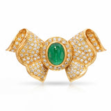 Vintage 18k Yellow Gold 1.99ct Emerald & Diamond Bow Slider Pendant