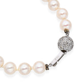 Vintage 14k White Gold 1.50tcw Diamond Clasp Akoya Pearl Strand Necklace