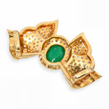 Vintage 18k Yellow Gold 1.99ct Emerald & Diamond Bow Slider Pendant