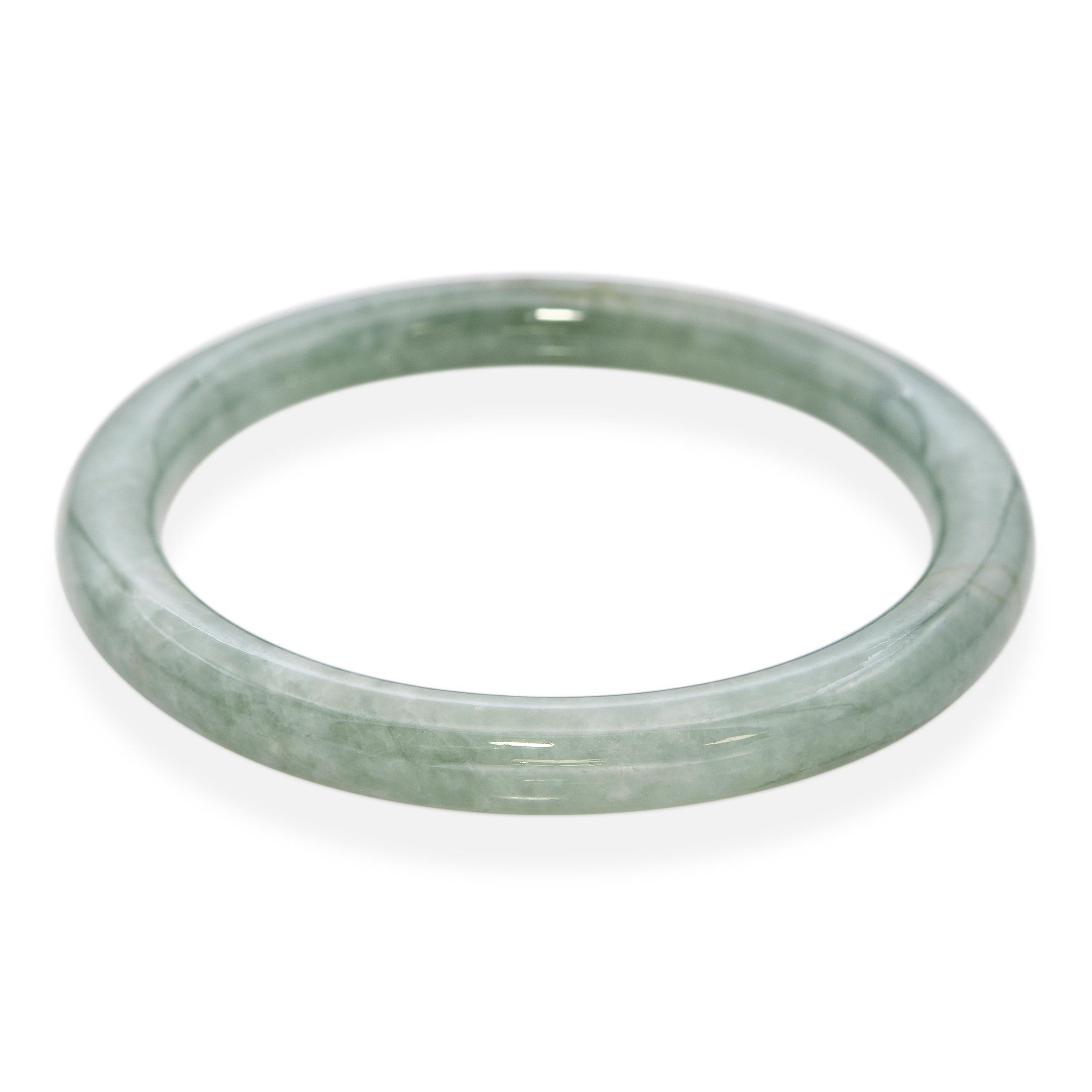 GIA Vintage 24.88ct Translucent Grade A Green Jadeite Jade Bangle Bracelet