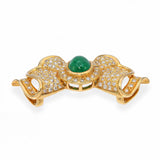 Vintage 18k Yellow Gold 1.99ct Emerald & Diamond Bow Slider Pendant