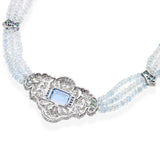 Vintage White Gold Aquamarine Diamond & Sapphire Beaded Necklace