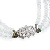 Vintage White Gold Aquamarine Diamond & Sapphire Beaded Necklace