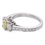 Platinum 1.31tcw Diamond and Fancy Greenish-Yellow Diamond 3-Stone Ring
