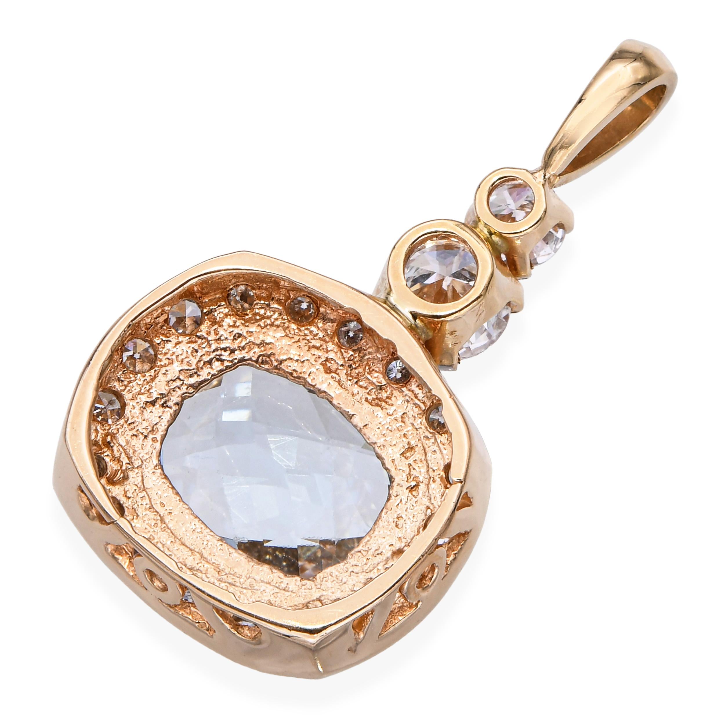 14k Yellow Gold 2.08ct Aquamarine and 0.85tcw Diamond Pendant