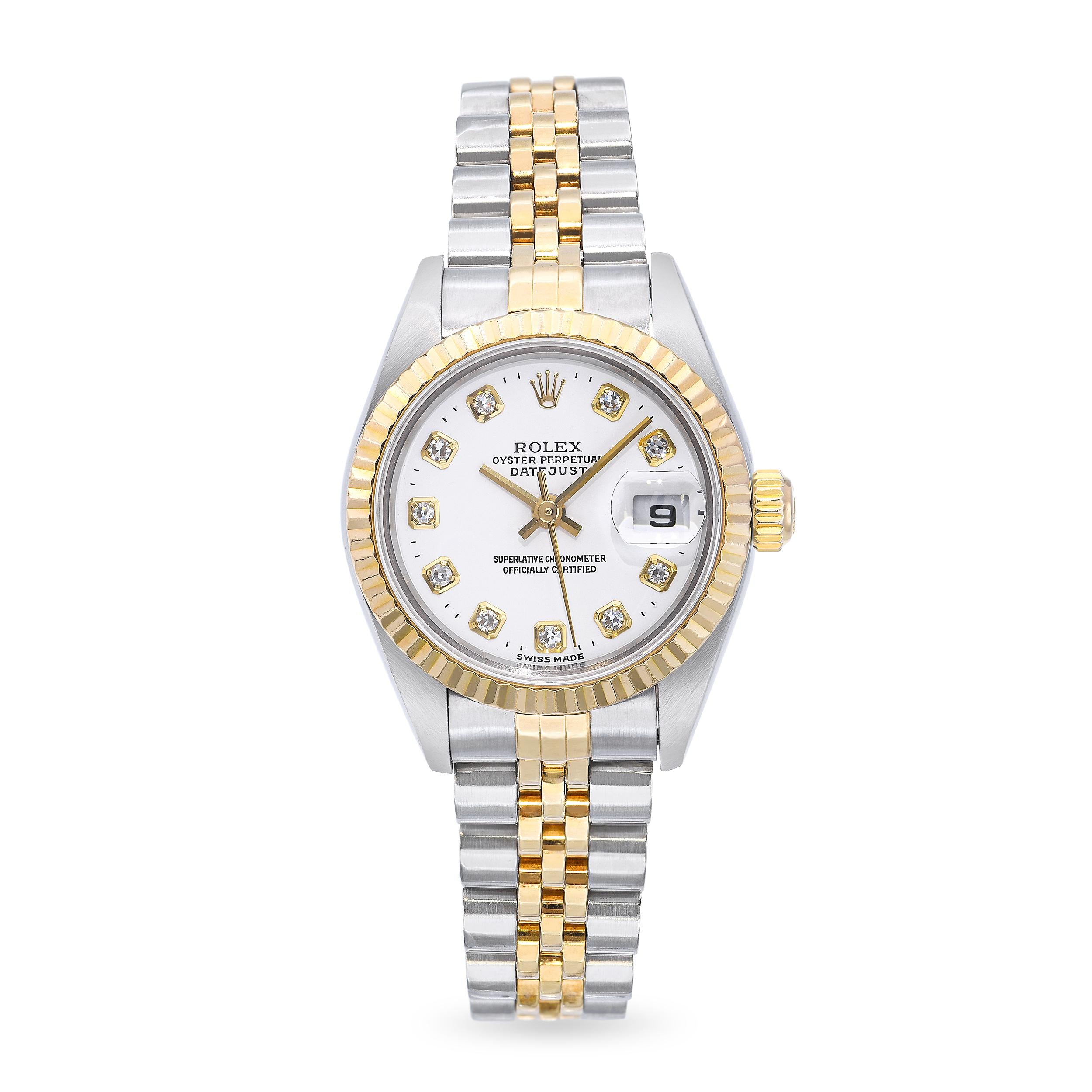 Rolex Datejust Two Tone Factory Diamond Dial Women's Watch Ref 79173 ...