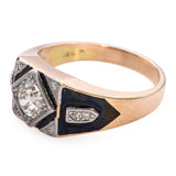 Antique Yellow Gold 1.02tcw Diamond Enamel Ring