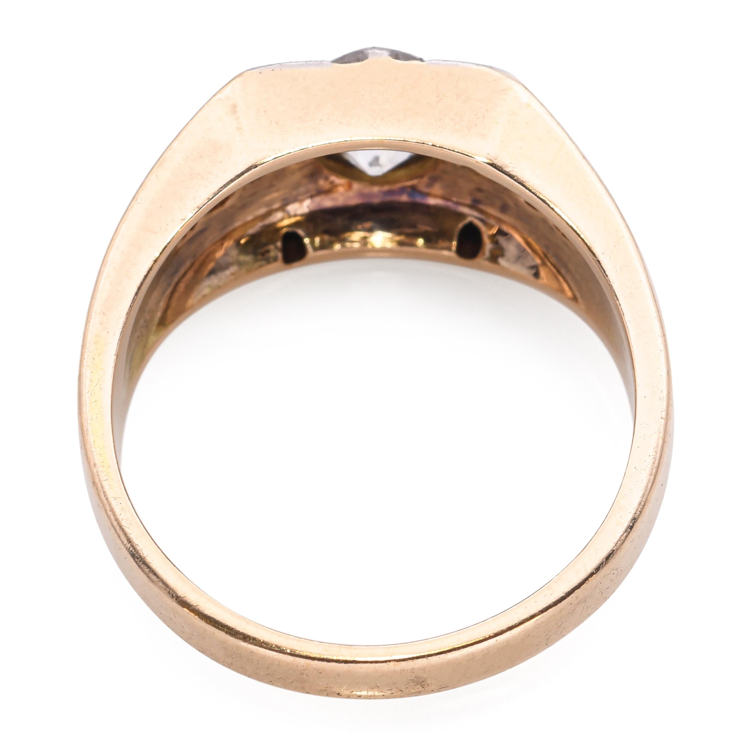 Antique Yellow Gold 1.02tcw Diamond Enamel Ring