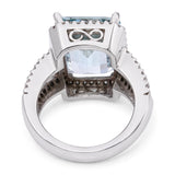 14k White Gold 8.37ct Aquamarine & Diamond Split Shank Statement Ring