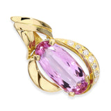 Vintage 18k Yellow Gold Imperial 2.01ct Pink Topaz and Diamond Pendant