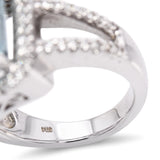 14k White Gold 8.37ct Aquamarine & Diamond Split Shank Statement Ring