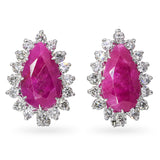 Vintage 14k White Gold 4.01tcw Ruby & 0.96tcw Diamond Halo Earrings