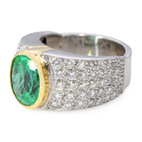 Vintage 18k Two-Tone 3.29ct Emerald and Diamond Statement Ring