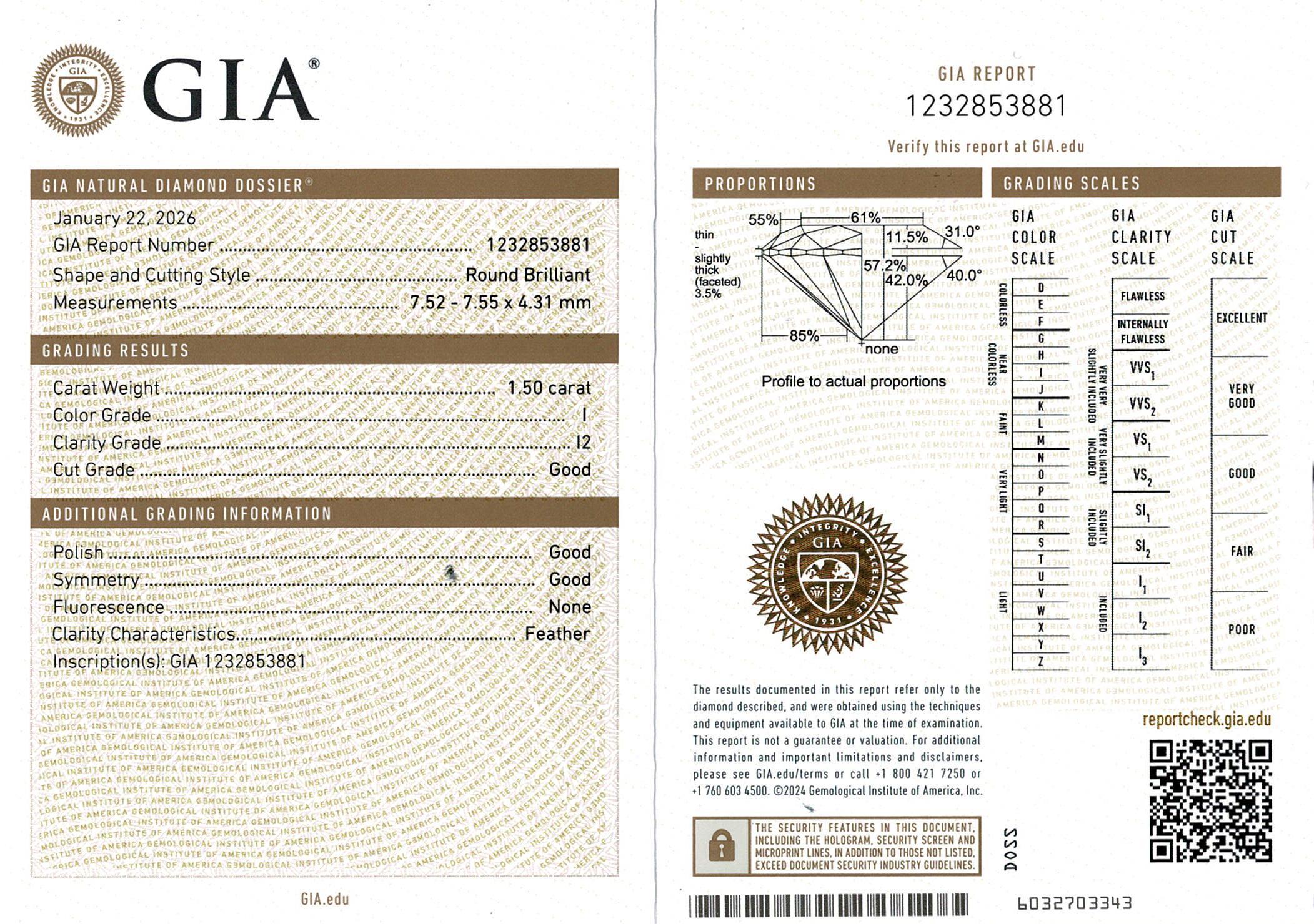 14k White Gold H-I 3.01tcw GIA Diamond Stud Earrings