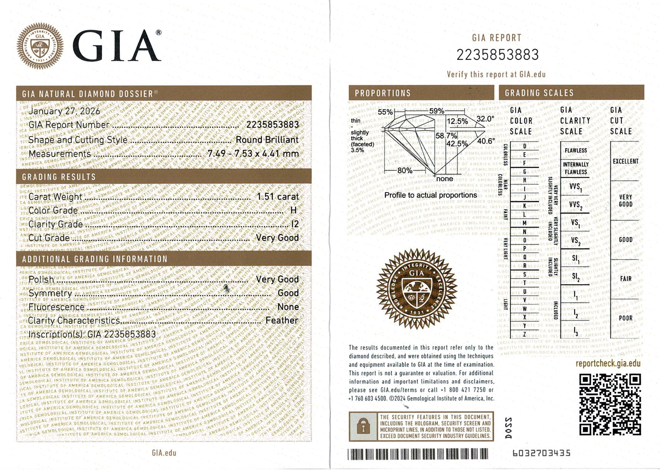 14k White Gold H-I 3.01tcw GIA Diamond Stud Earrings