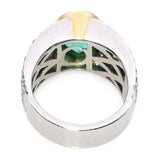 Vintage 18k Two-Tone 3.29ct Emerald and Diamond Statement Ring