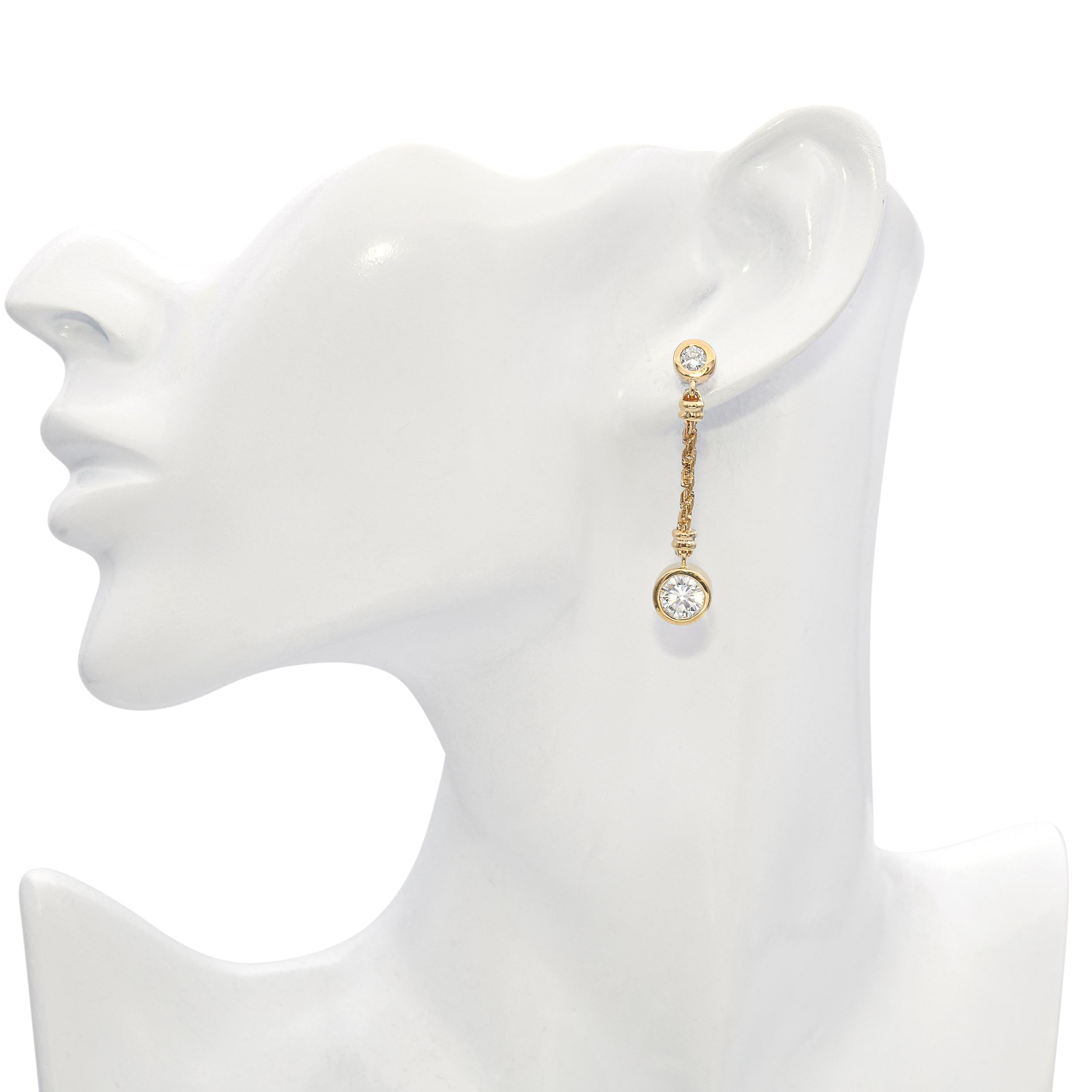 Vintage 14k Yellow Gold 2.93tcw Diamond Dangle Drop Earrings