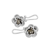 18k White Gold 1.21tcw Brown Diamond and White Diamond Floral Earrings