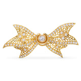 Vintage 18k Yellow Gold .83ctw Diamond Bow Brooch Slider Pendant