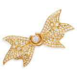 Vintage 18k Yellow Gold .83ctw Diamond Bow Brooch Slider Pendant