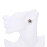 18k White Gold 1.21tcw Brown Diamond and White Diamond Floral Earrings