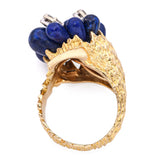 Vintage 14k Yellow Gold Lapis and Diamond Bouquet Ring