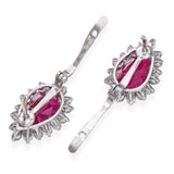 Vintage 14k White Gold 4.01tcw Ruby & 0.96tcw Diamond Halo Earrings