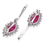 Vintage 14k White Gold 4.01tcw Ruby & 0.96tcw Diamond Halo Earrings