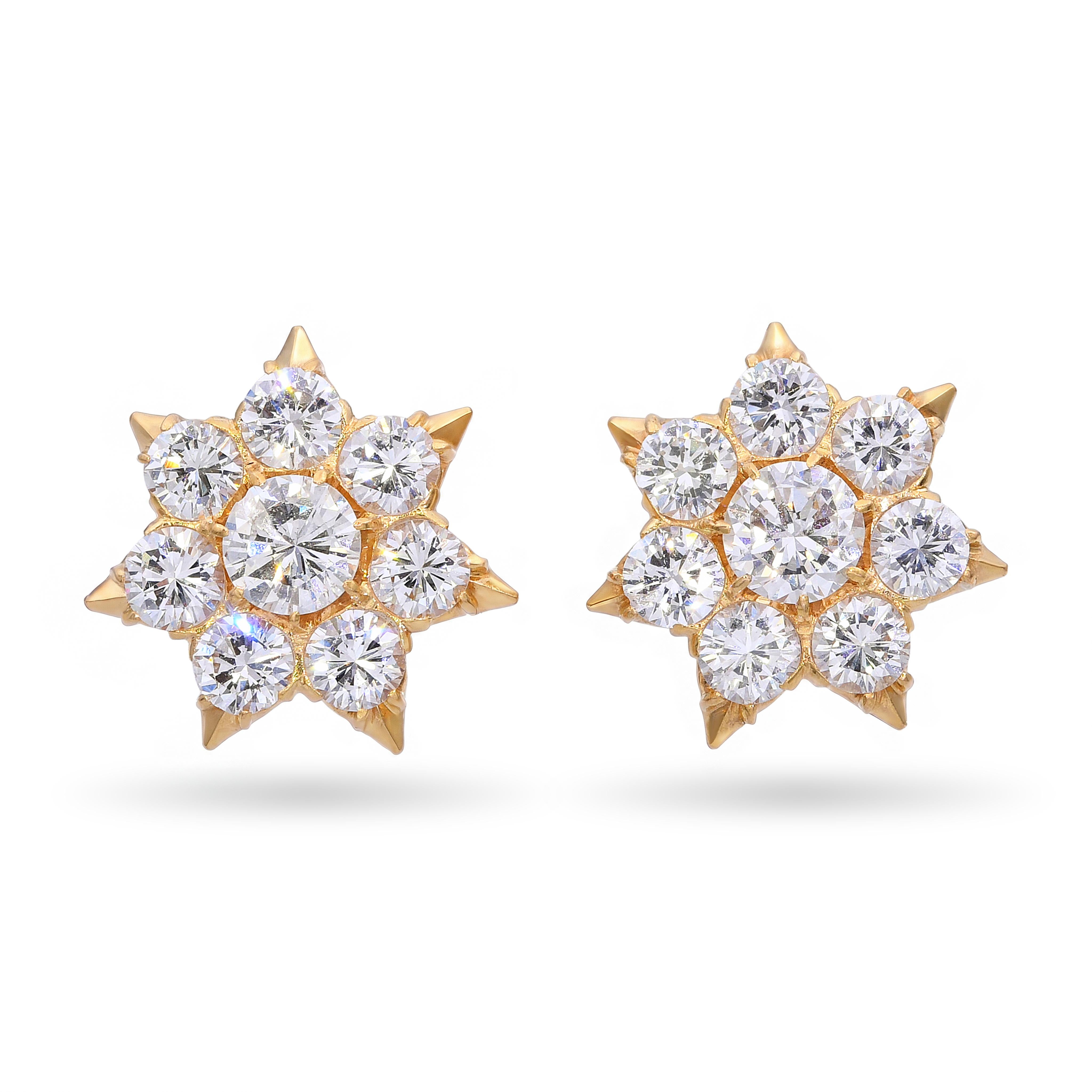 Vintage 20k Yellow Gold Diamond 1.45ctw Diamond Earring