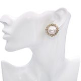 14k Yellow Gold 2.32tcw Diamond Halo Mabe Pearl Earrings