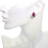Vintage 14k White Gold 4.01tcw Ruby & 0.96tcw Diamond Halo Earrings