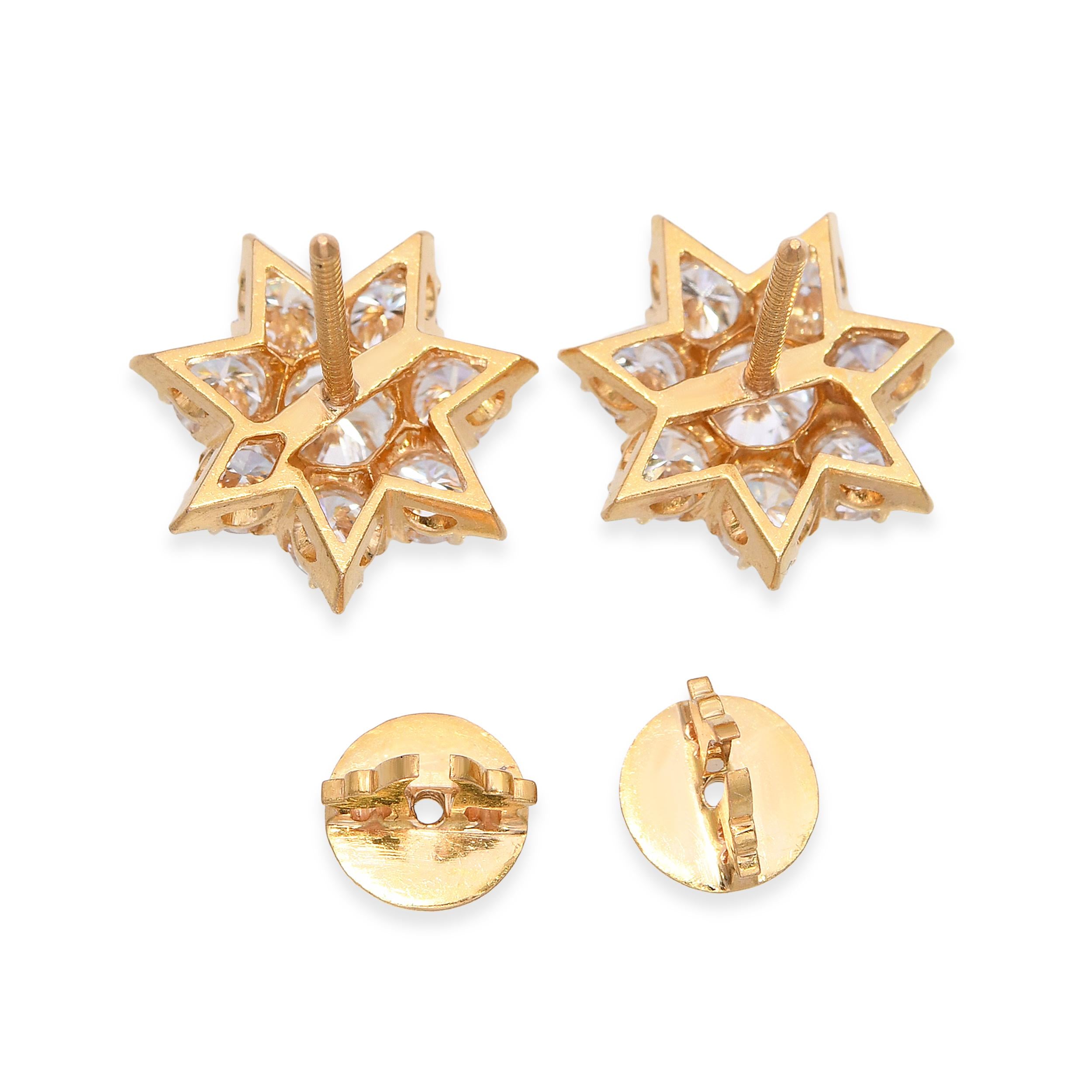 Vintage 20k Yellow Gold Diamond 1.45ctw Diamond Earring