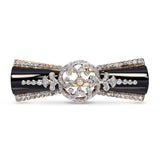 Vintage 14k Yellow Gold Jet and Diamond Brooch