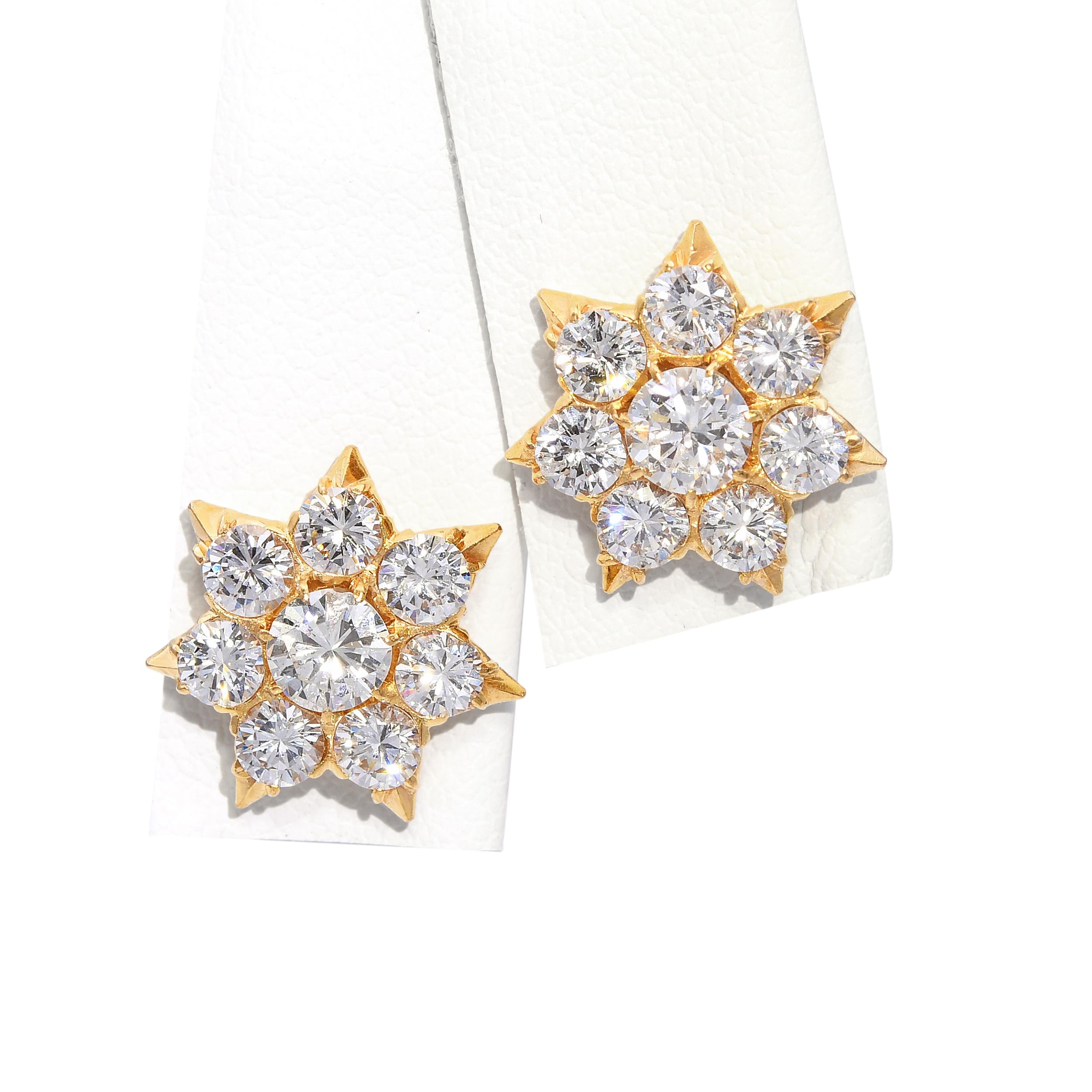 Vintage 20k Yellow Gold Diamond 1.45ctw Diamond Earring