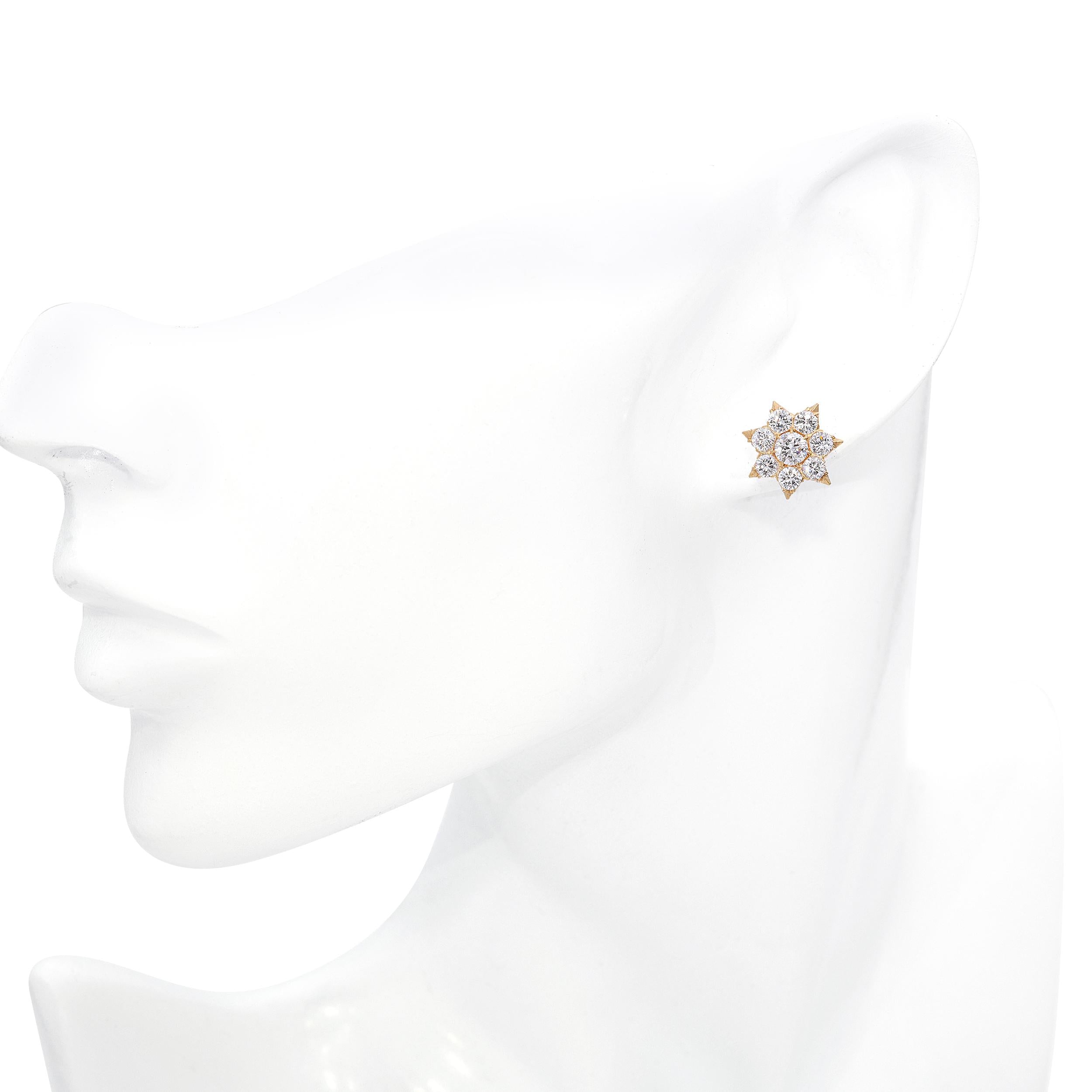 Vintage 20k Yellow Gold Diamond 1.45ctw Diamond Earring