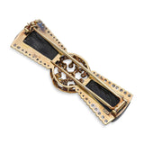 Vintage 14k Yellow Gold Jet and Diamond Brooch