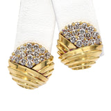 Jose Hess 18k Yellow Gold 0.96ctw Diamond Cluster Retro Swirl Design Earrings