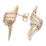 Vintage 14k Yellow Gold 1.26tcw Diamond Ribbon Earrings