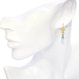18k Two-Tone Gold Fleur-Di-Lis Blue Topaz Briolette Earrings