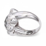 18k White Gold Brown And White  Diamond Floral Ring