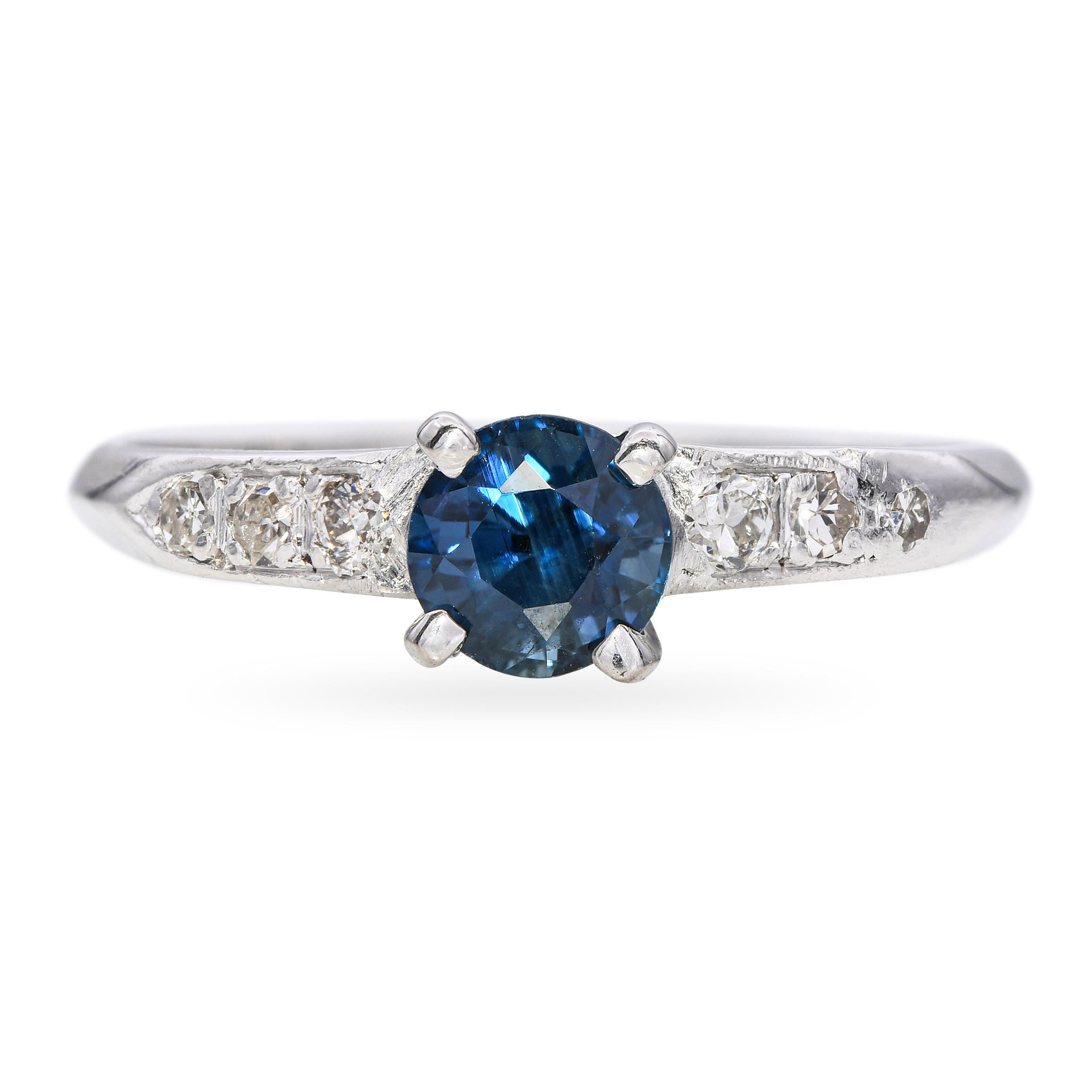 Vintage Platinum 0.51tcw Sapphire and Diamond Engagement Ring