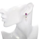 14k White Gold Ruby, Diamond and Pearl Drop Earrings