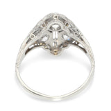 Art Deco Platinum Old European Cut Diamond Geometric Dinner Ring