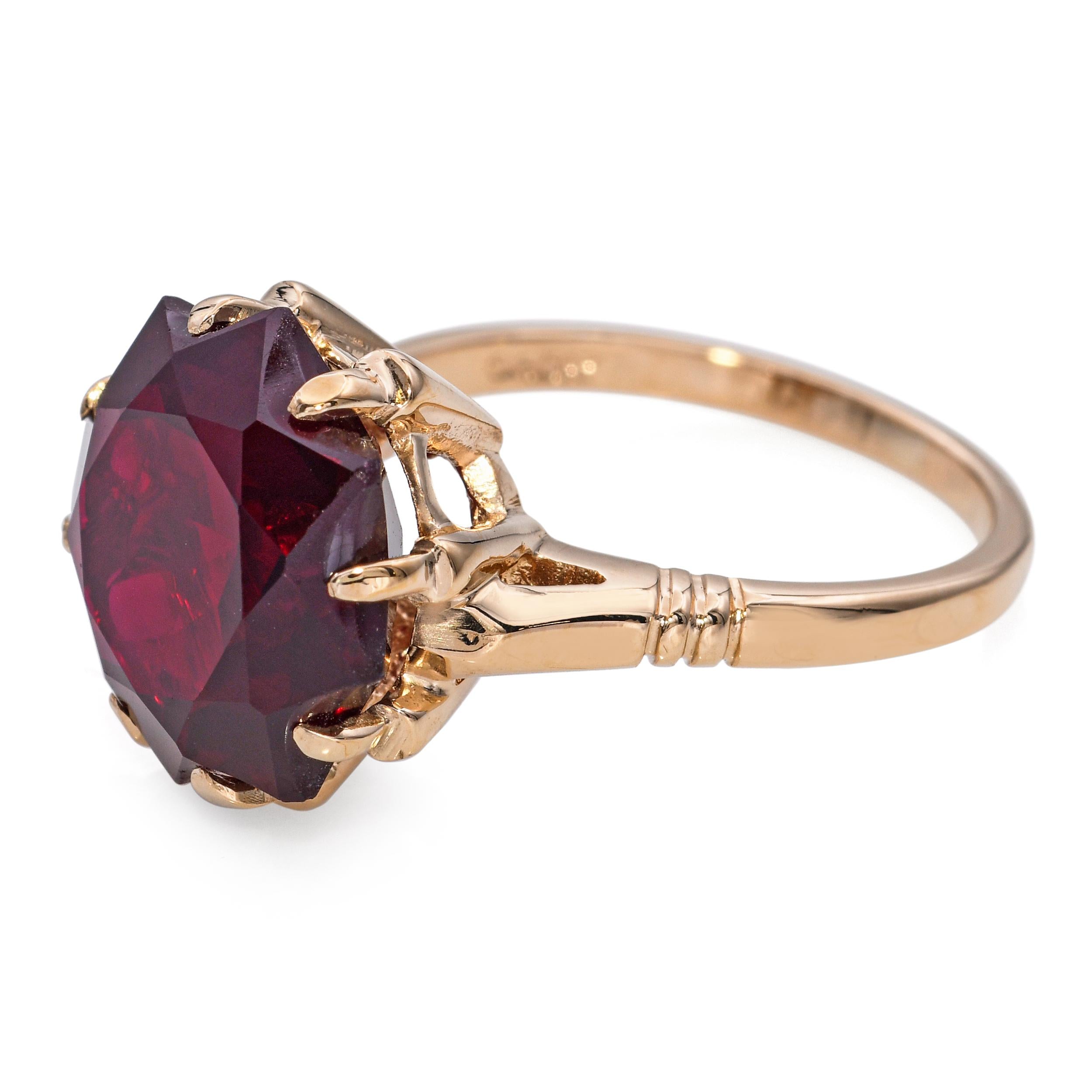 Vintage 10k Yellow Gold and Synthetic Ruby Ring