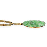 Vintage 14k Yellow Gold Carved Jade Pendant Necklace