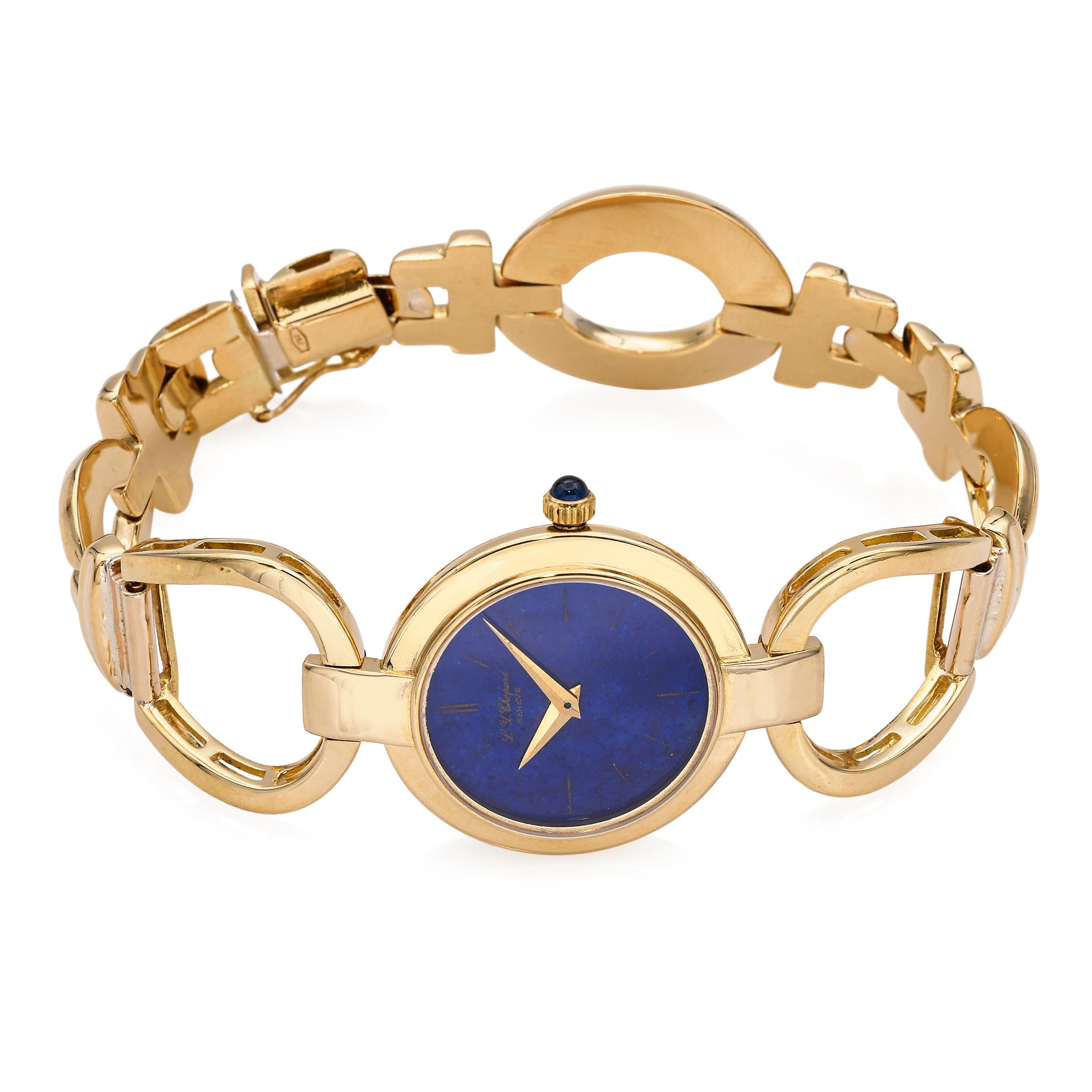 Vintage 18k Yellow Gold Chopard Lapis Lazuli Dial Watch Ref. 74924