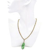 Vintage 14k Yellow Gold Carved Jade Pendant Necklace
